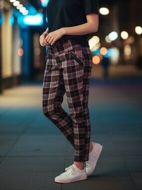 Coco + Carmen Black & Red Plaid Skinny Pants